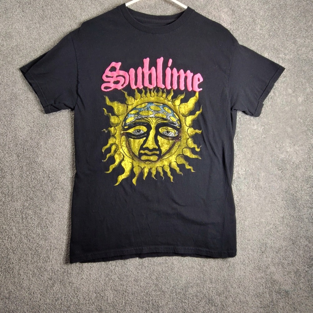 Sublime Graphic T-Shirt Sun Logo Short Sleeve Band Tee Mens Medium Black